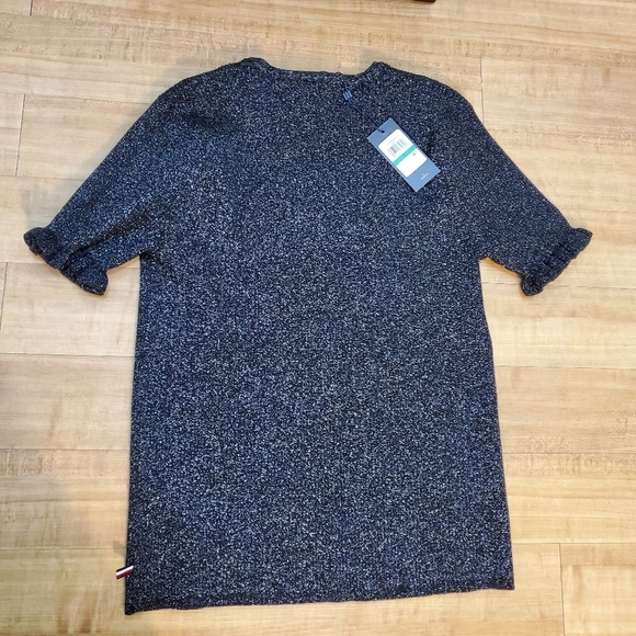 Tommy Hilfiger Womens Black Metalic Sweater M Ruffle Shirtsleeves - Picture 7 of 8